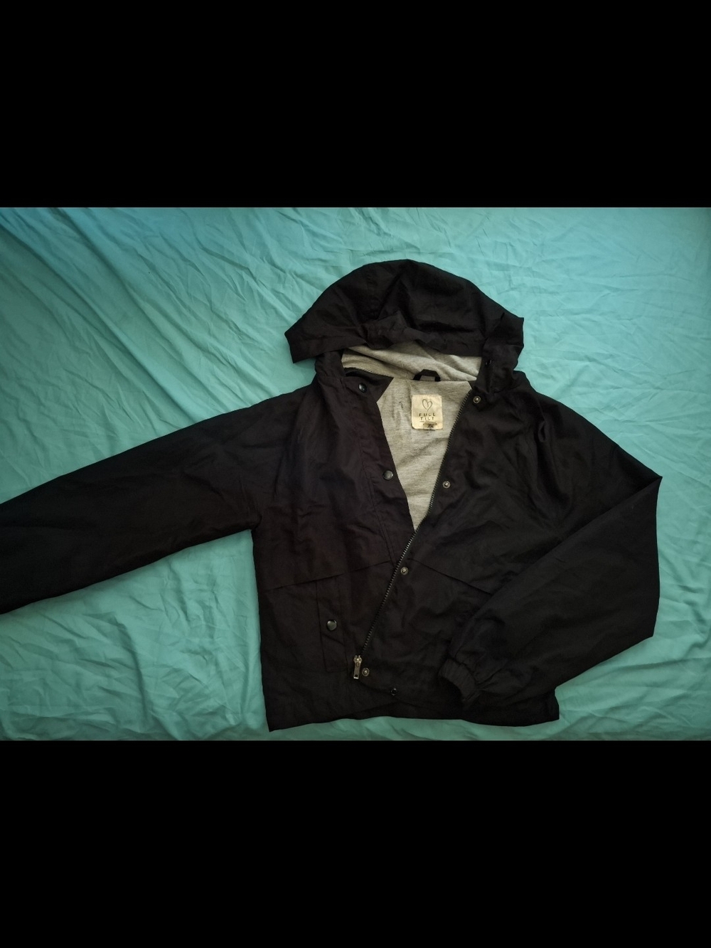 Tilly's Black Hooded Jacket with Grey Lining